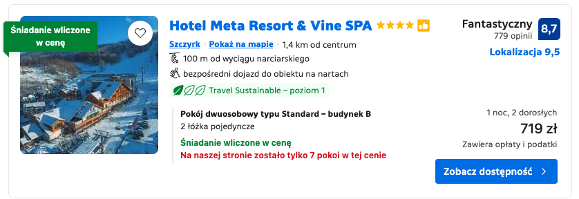 Hotel Meta Resort & Vine SPA, Szczyrk