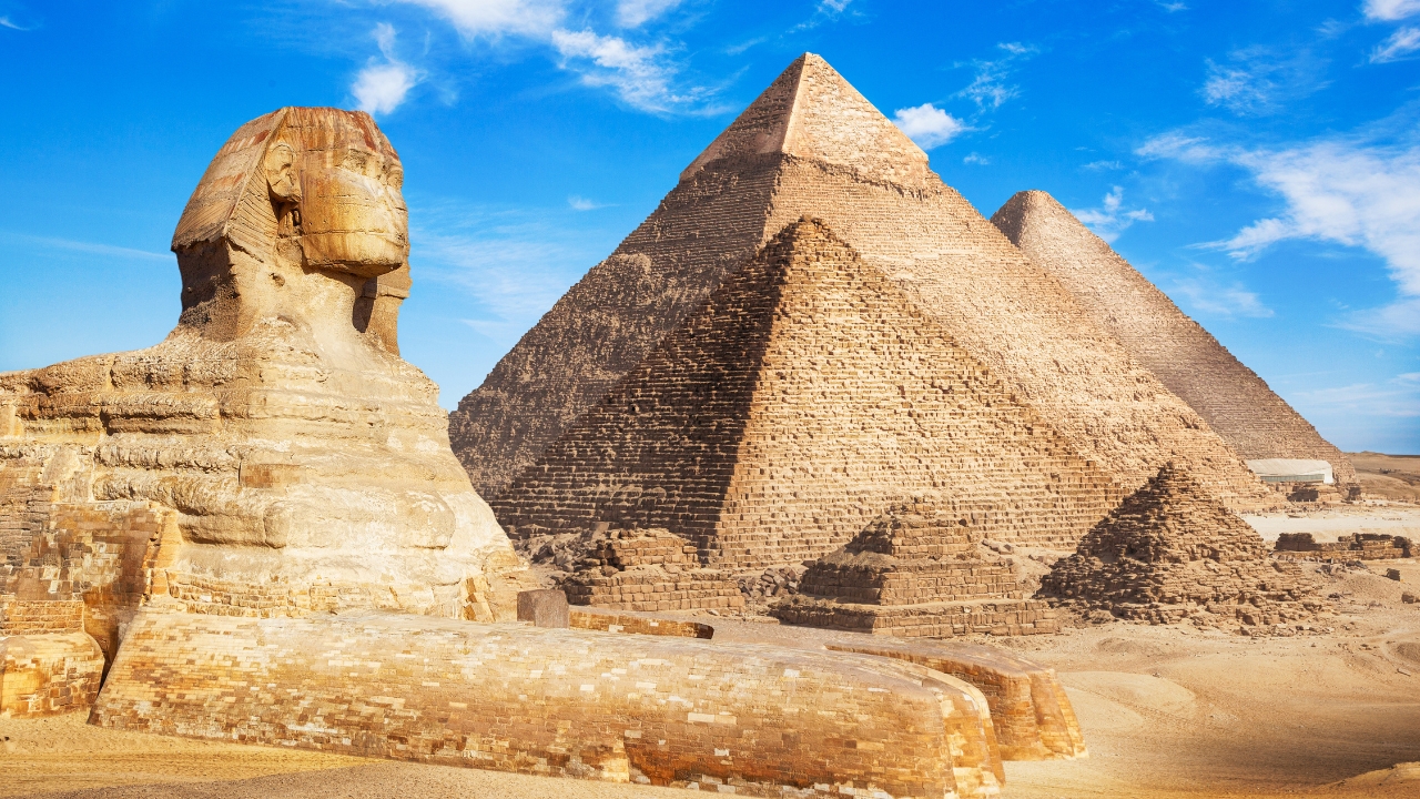 Piramidy w Gizie i Sfinks, egipt TUI