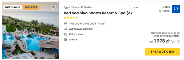 Okazja: Wypoczynek w Sharm el Sheikh w 4⭐ Hotelu z dobrymi opiniami za 1378 zł