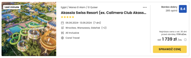 💜🧡 Okazja Last Minute 🔥 7-dni w 5⭐ hotelu Akassia Swiss Resort w Egipcie 🇪🇬 od 1739 zł / os