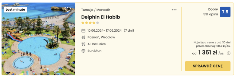 🇹🇳 Tunezja: Tanie Wakacje ☀️📅 Last Minute w hotelu Delphin El Habib od 1351 zł / os