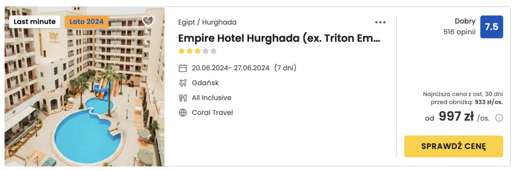 empire w hurghadzie za 997 zl