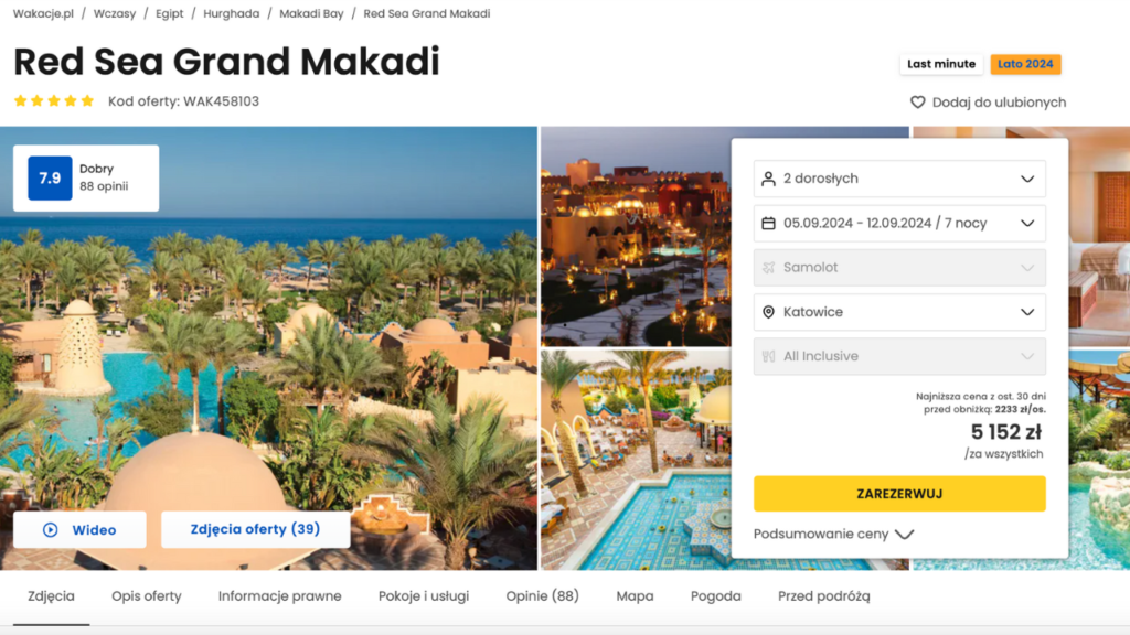 Egipt All Inclusive 7 dni w hotelu Red Sea Grand Makadi za 2576 zl