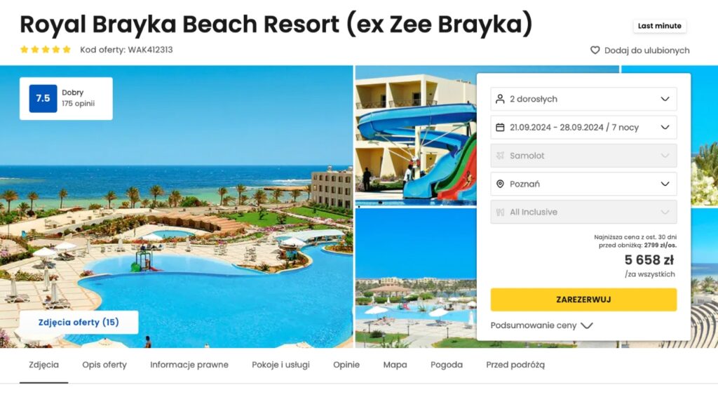 Lascik do Egiptu do Royal Brayka Beach Resort 5 jeszcze we wrzesniu