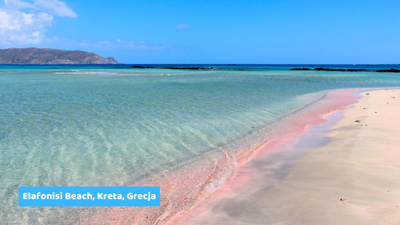 Elafonisi Beach różowa plaża, Kreta, Grecja