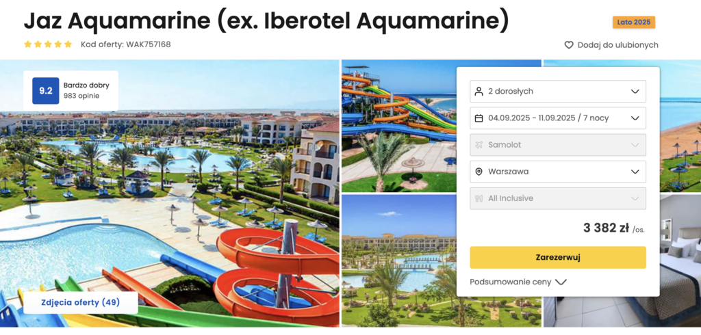 Super wakacje w 5* hotelu Jaz Aquamarine we wrześniu 2025 już od 3382 zł