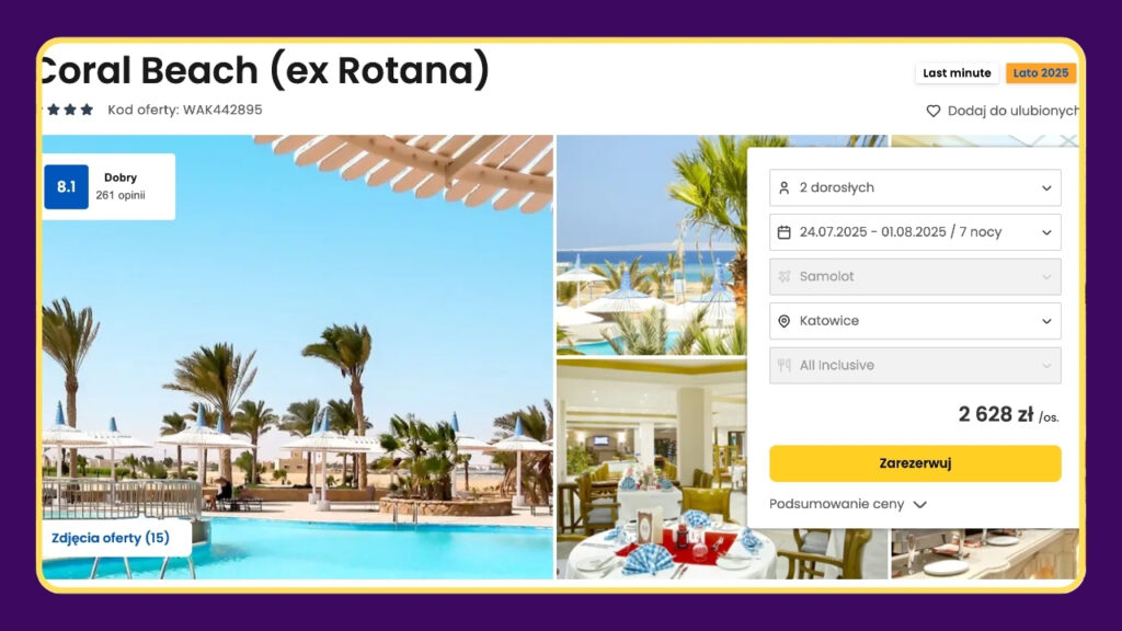Egipt w środku lata: 4★ Coral Beach z All Inclusive od 2628 zł