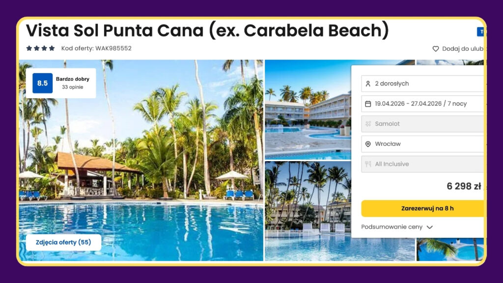 Egzotyczna Dominikana 4★ Vista Sol Punta Cana z All Inclusive od 6298 zl