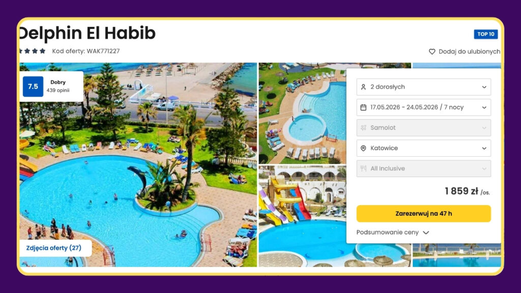Tunezja: 4★ Delphin El Habib z All Inclusive od 1859 zł