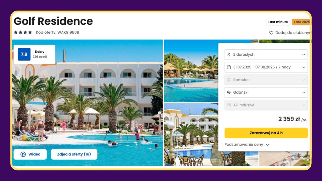 Tunezja last minute: 4★ Golf Residence z All Inclusive od 2359 zł