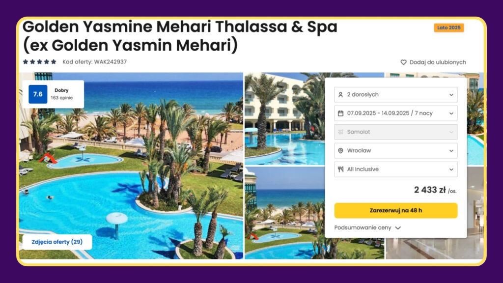 Tunezja na wrzesień: 5★ Golden Yasmine Mehari z All Inclusive od 2433 zł