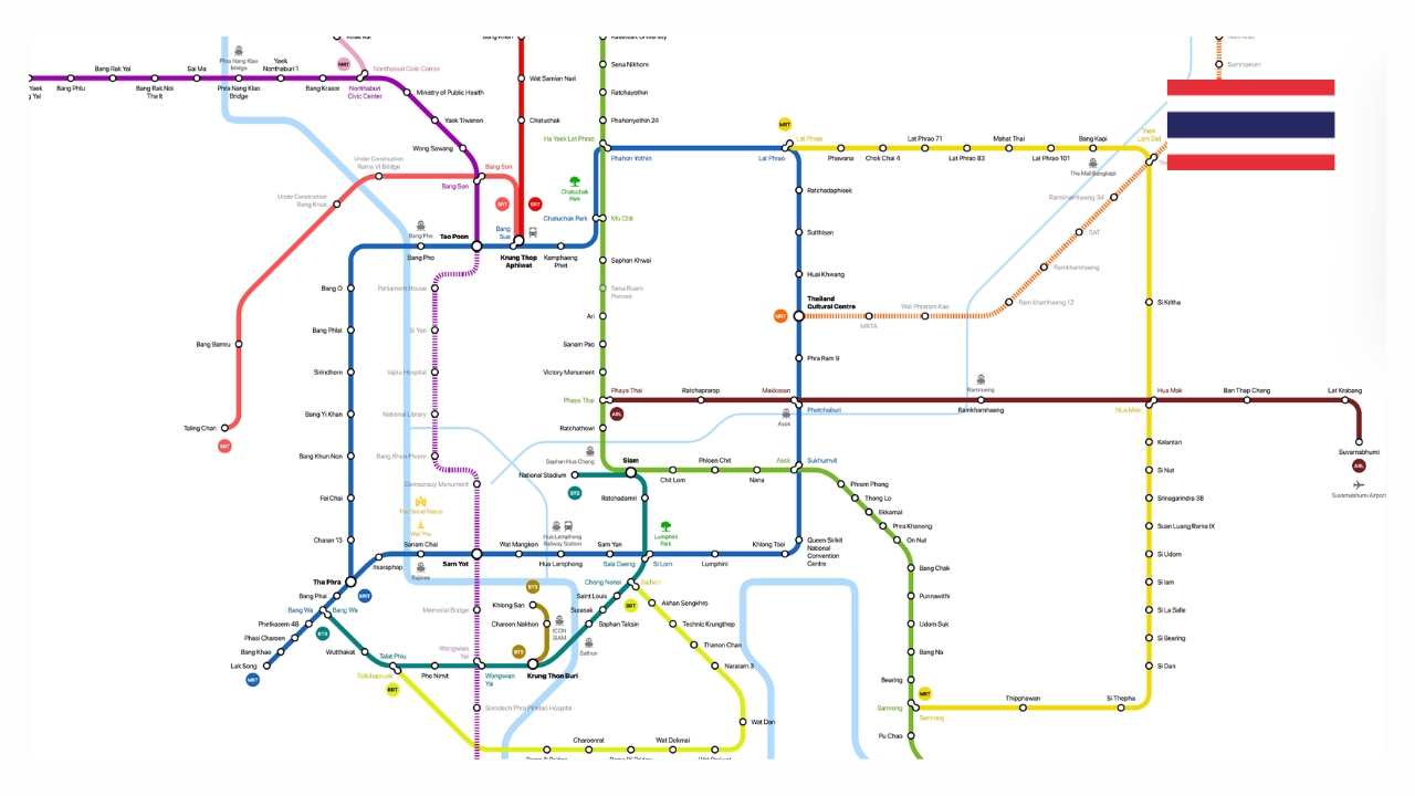 Airport Rail Link Bangkok mapa stacji