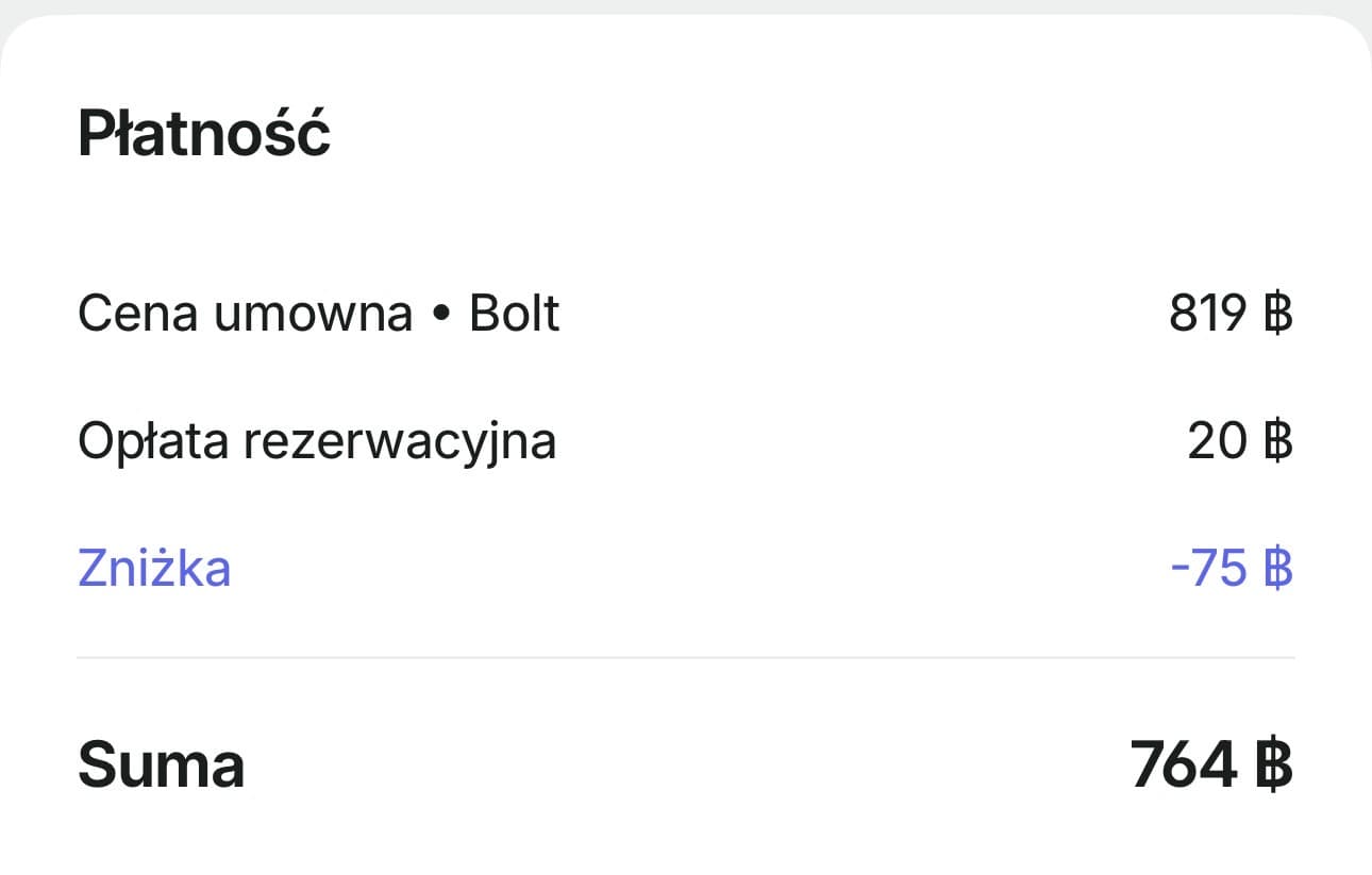 Cena przejazdu BOLT z lotniska Suvarnabhumi do centrum Bangkoku
