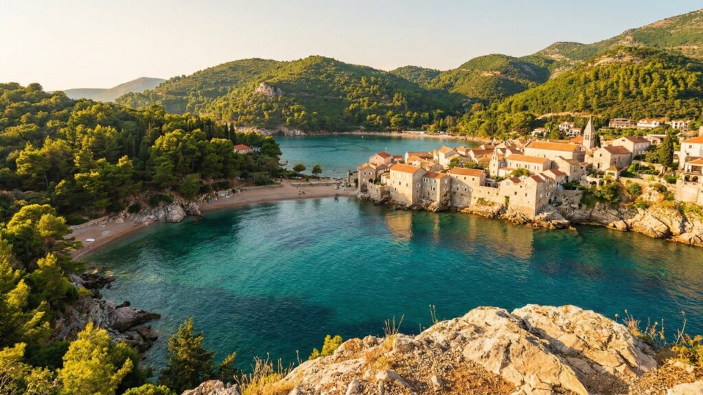 Czarnogóra nad Adriatykiem z plażą i nadmorskim widokiem