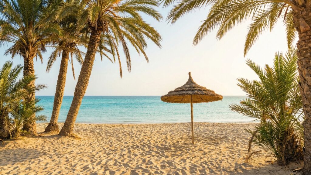 Djerba z plażą, słońcem i spokojnym klimatem wakacji w Afryce