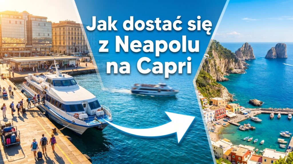 Jak dostać się z Neapolu na Capri – prom w Zatoce Neapolitańskiej, Marina Grande i widok na Faraglioni.