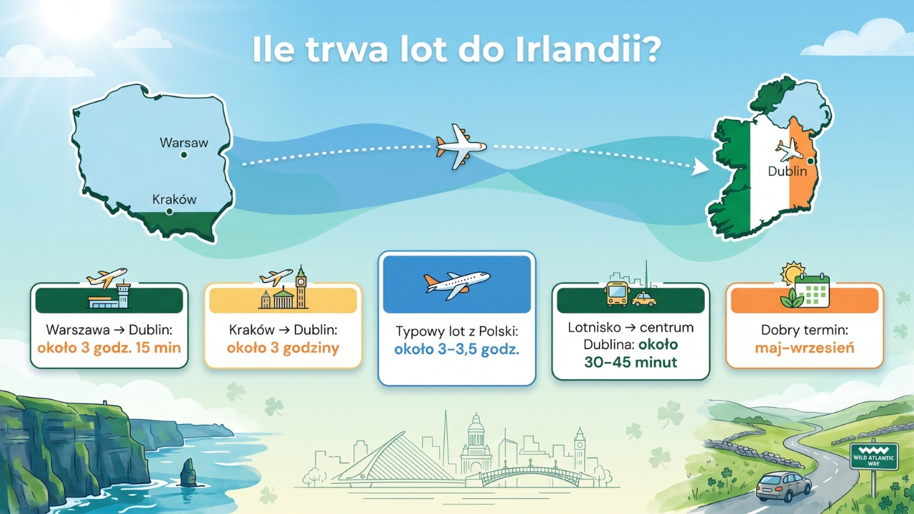 Czas lotu do Irlandii z Polski