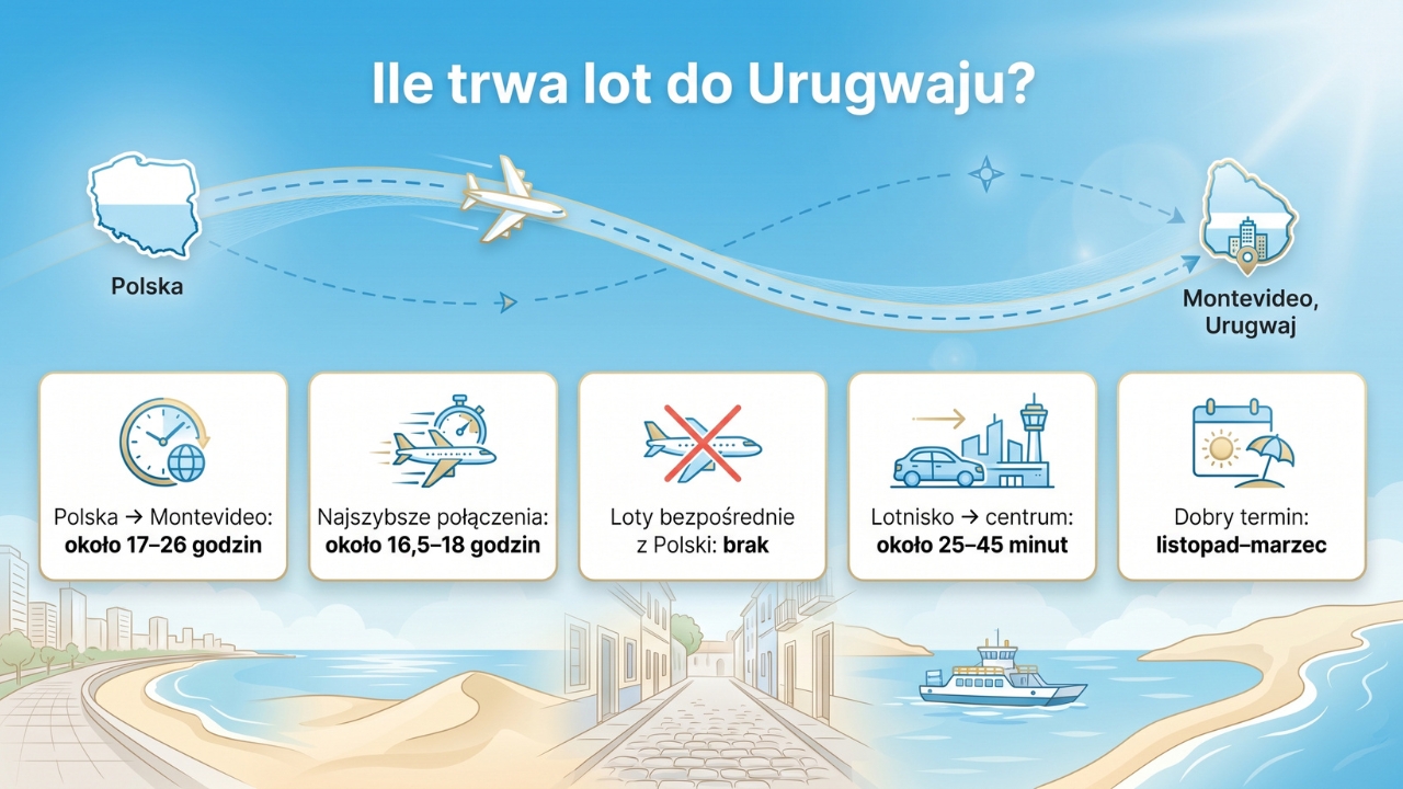 Czas lotu do Urugwaju z Polski