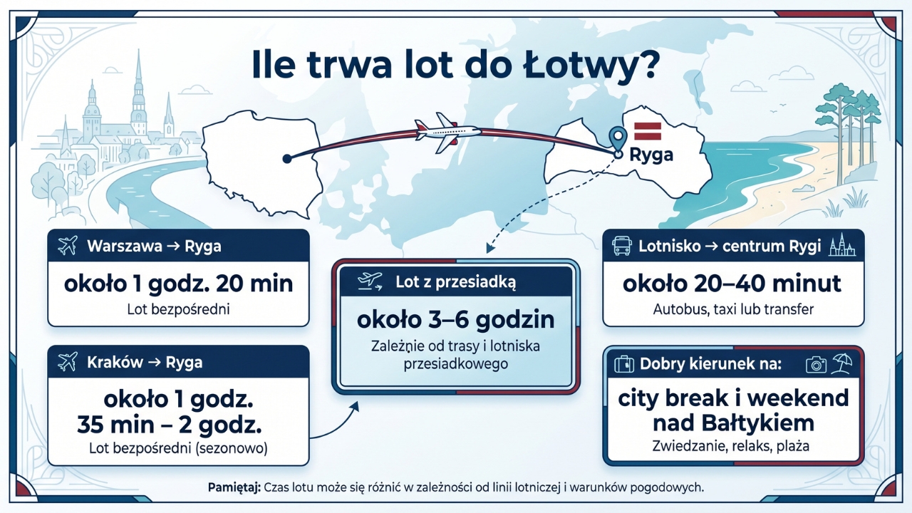 Czas lotu na Łotwę? Lot z Polski na Łotwę
