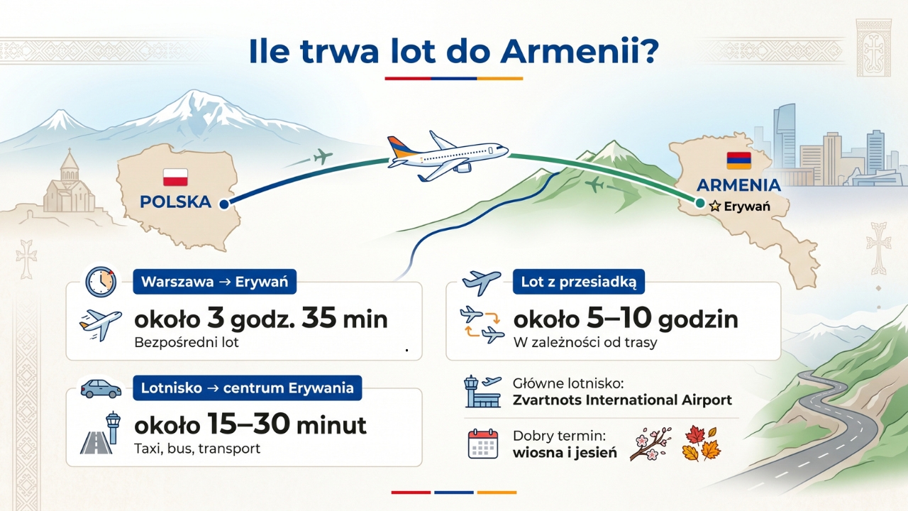Ile trwa lot do Armenii? Sprawdź czas podróży z Polski