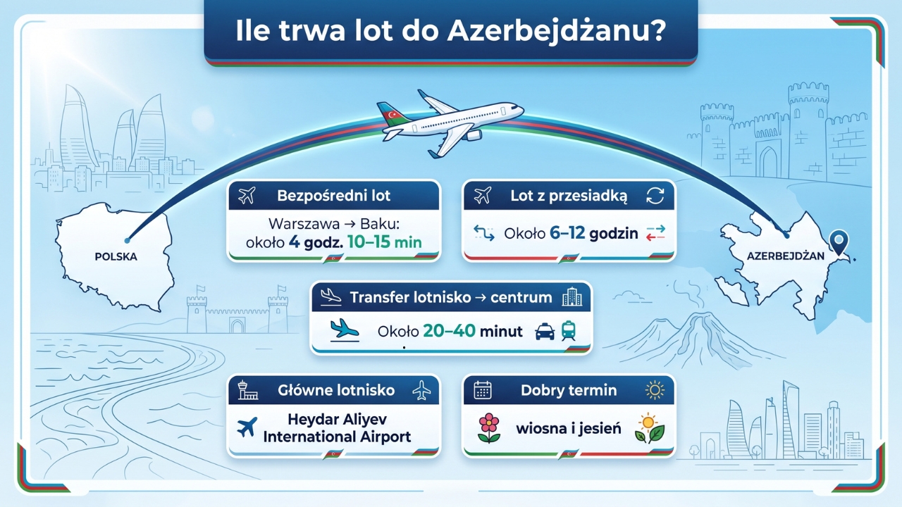 Ile trwa lot do Azerbejdżanu? Sprawdź czas podróży z Polski
