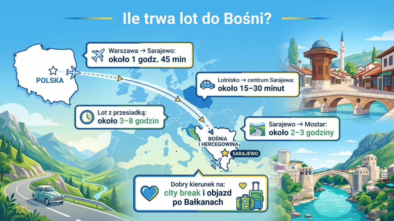 Ile trwa lot do Bośni? Ile się leci do Bośni z Polski?