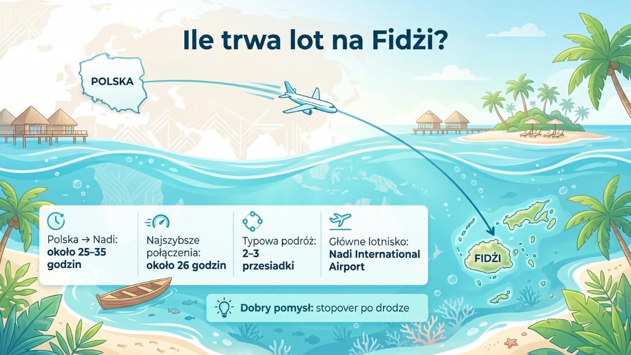 Ile trwa lot na Fidżi? Ile się leci na Fidżi z Polski?