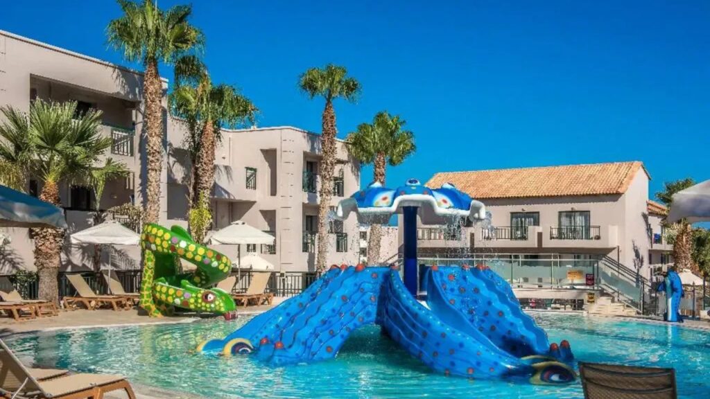 Gouves Water Park Holiday Resort na Krecie, rodzinne wakacje 2+1 w Grecji, hotel 5 gwiazdek z aquaparkiem, Klub Delfinki, pokój rodzinny superior i All Inclusive Plus z Katowic