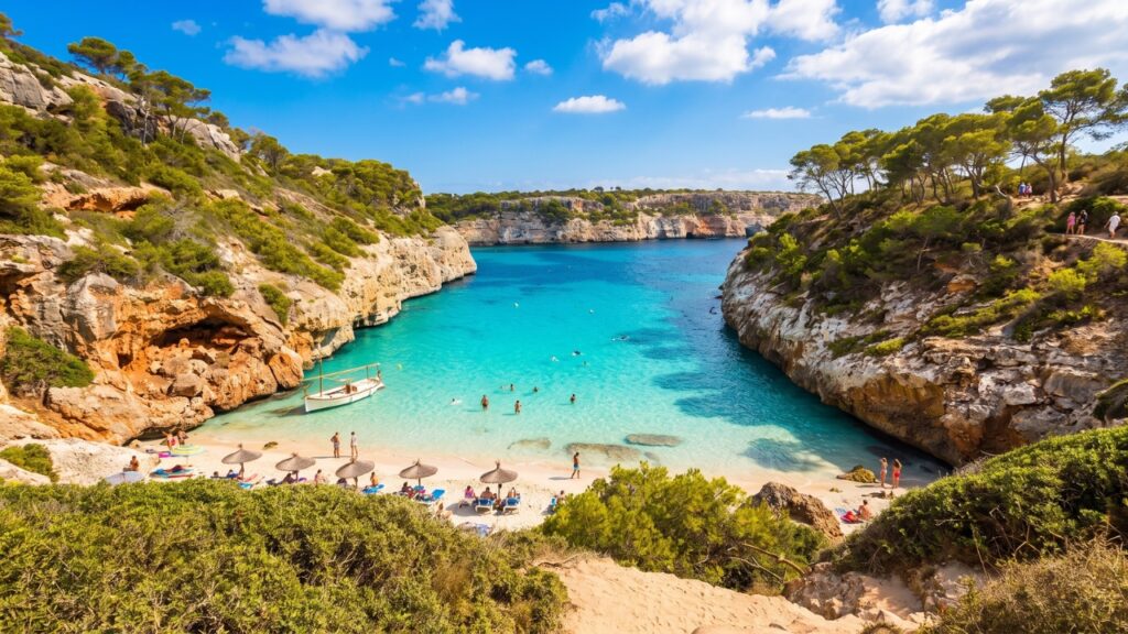 Plaża Cala Pi z turkusową zatoką na Majorce