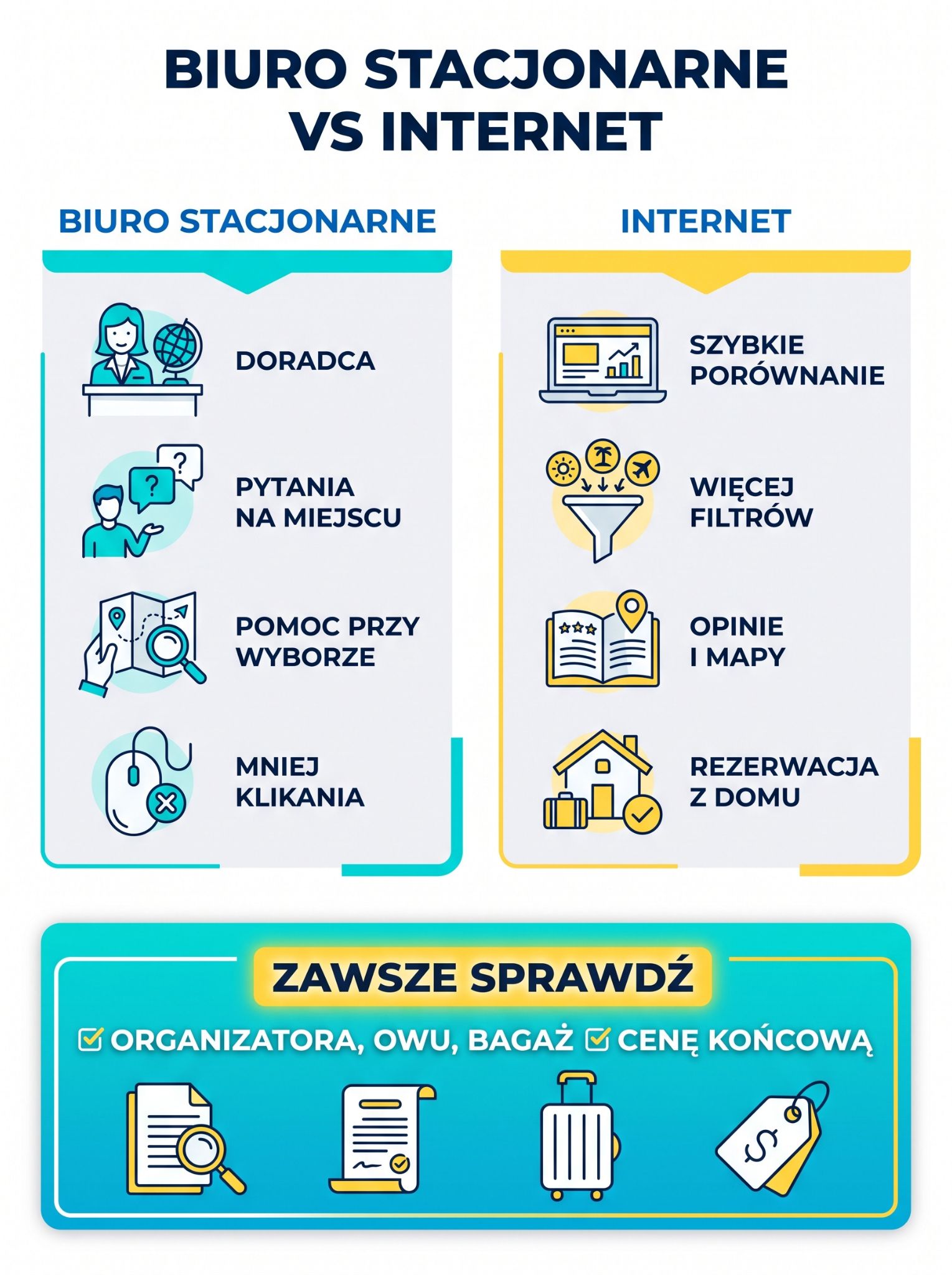 Rezerwacja wakacji w biurze vs przez internet